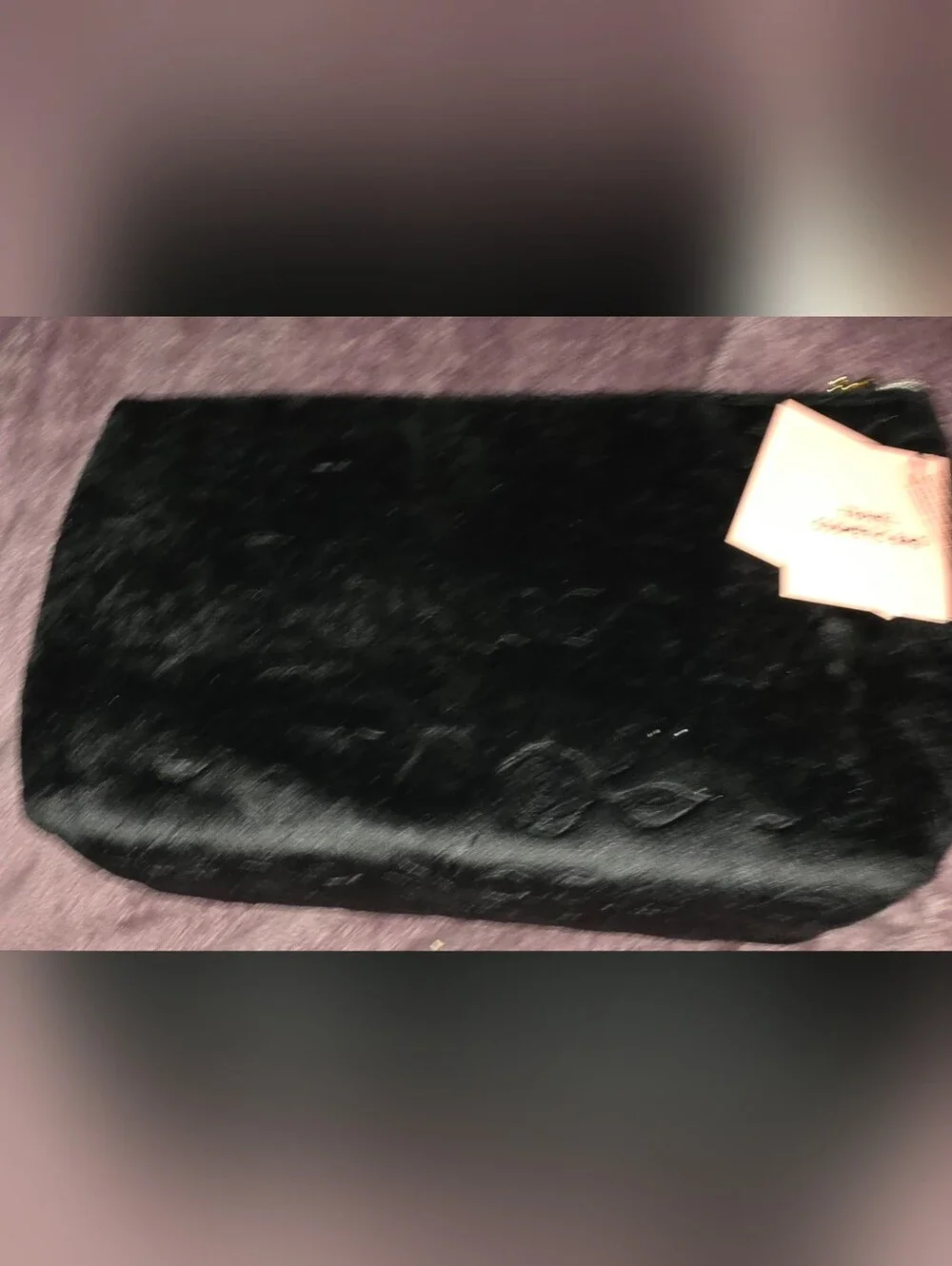 Juicy Couture Black Velvet Cosmetic Pouch And Travel Set With Crown Logo